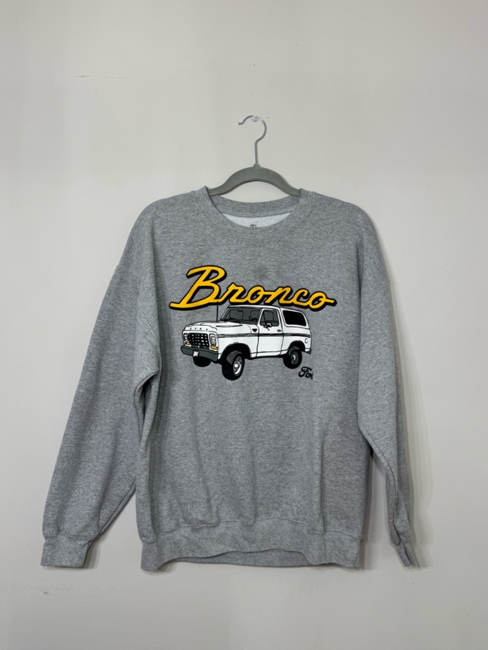 Ford Gray Crewneck Sweatshirt with Yellow Bronco Script